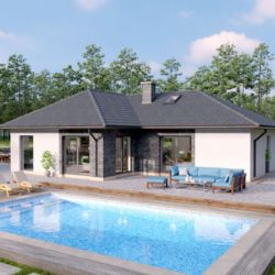 Rádi byste bydleli v prostorném přízemním domě? Nechte si na klíč postavit zděný dům BRICK + 4 KK ACTIVE od regionální firmy Brickhouse